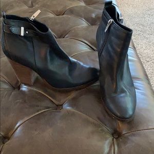 Coach black leather high heeled ankle boot